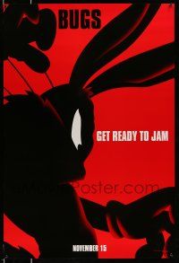 8k694 SPACE JAM teaser DS 1sh '96 basketball, cool silhouette artwork of Bugs Bunny!