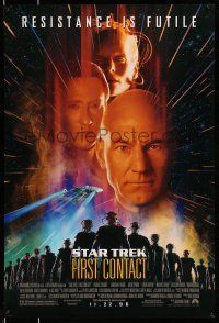 8k719 STAR TREK: FIRST CONTACT advance 1sh '96 Jonathan Frakes, Stewart, Spiner, sexy Borg Krige!