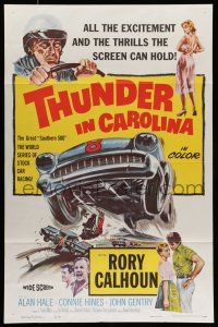 8k768 THUNDER IN CAROLINA 1sh '60 Rory Calhoun, artwork of the World Series of stock car racing!