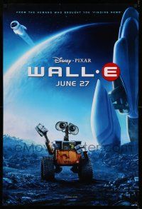 8k829 WALL-E advance DS 1sh '08 Walt Disney, Pixar, Best Animated Film, WALL-E & EVE w/ spaceship!