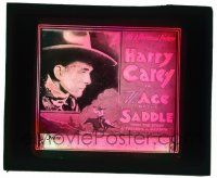 8m131 ACE OF THE SADDLE glass slide '19 profile portrait of cowboy Harry Carey, early John Ford!