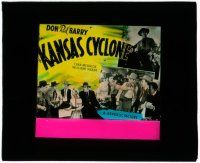 8m192 KANSAS CYCLONE glass slide '41 great montage of cowboy Don Red Barry & pretty Lynn Merrick!