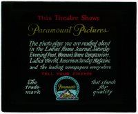 8m211 PARAMOUNT PICTURES glass slide '20s used by theaters to announce their affiliation!