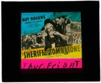 8m222 SHERIFF OF TOMBSTONE glass slide '41 great images of Roy Rogers & Gabby Hayes saving the day!