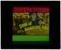 8m224 SON OF ROARING DAN glass slide '40 cowboy Johnny Mack Brown, Fuzzy Knight, cool montage!