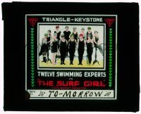 8m225 SURF GIRL glass slide '16 great image of Twelve Swimming Experts wearing old time swimsuits!