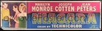 8m088 NIAGARA paper banner '53 great image of sexy Marilyn Monroe, Joseph Cotten & Jean Peters!