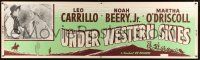 8m119 UNDER WESTERN SKIES paper banner R51 cowboys Noah Beery Jr. & Leo Carrillo + cool art!