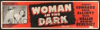 8m127 WOMAN IN THE DARK paper banner '51 c/u of Penny Edwards being manhandled by Rick Vallin!