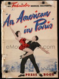 8m286 AMERICAN IN PARIS pressbook '51 great images of Gene Kelly dancing with sexy Leslie Caron!