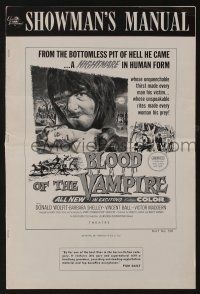8m321 BLOOD OF THE VAMPIRE pressbook '58 begins where Dracula left off, art of monster & sexy girl!