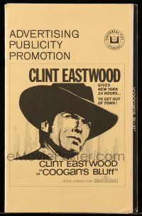 8m376 COOGAN'S BLUFF pressbook '68 Clint Eastwood in New York City, directed by Don Siegel!