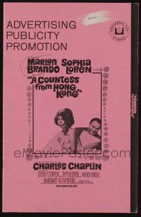 8m382 COUNTESS FROM HONG KONG pressbook '67 Marlon Brando, sexy Sophia Loren, directed by Chaplin!