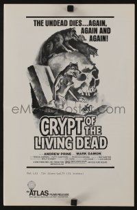 8m387 CRYPT OF THE LIVING DEAD pressbook '73 Joe Smith horror art, the undead dies again & again!