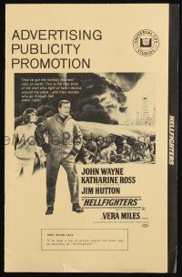 8m494 HELLFIGHTERS pressbook '69 John Wayne as fireman Red Adair, Katharine Ross, blazing inferno!