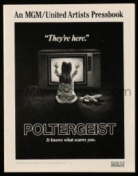 8m639 POLTERGEIST pressbook '82 Tobe Hooper, classic, they're here, Heather O'Rourke by TV!