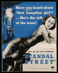 8m672 SCANDAL STREET pressbook '38 cool die-cut cover with sexy bad girl Louise Campbell!