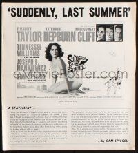 8m717 SUDDENLY, LAST SUMMER pressbook '60 artwork of super sexy Elizabeth Taylor in swimsuit!