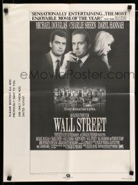 8m770 WALL STREET ad mat '87 Michael Douglas, Charlie Sheen, Daryl Hannah, Oliver Stone!