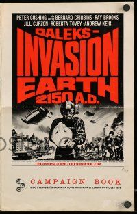 8m247 DALEKS' INVASION EARTH: 2150 AD English pressbook '66 time-travel sci-fi based on TV series!