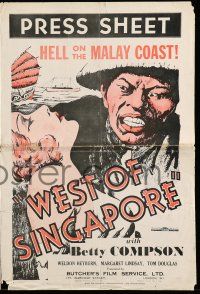 8m257 WEST OF SINGAPORE English pressbook '33 Betty Compson, Hell on the Malay Coast!