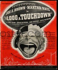 8m260 $1,000 A TOUCHDOWN pressbook '39 best different art of Joe E. Brown & Martha Raye, football!