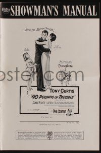 8m268 40 POUNDS OF TROUBLE pressbook '63 Tony Curtis has women trouble, Suzanne Pleshette!
