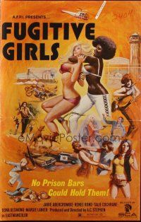 8m269 5 LOOSE WOMEN pressbook '74 Fugitive Girls, written by Ed Wood, sexy action artwork!