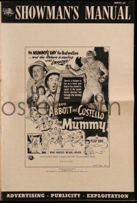 8m271 ABBOTT & COSTELLO MEET THE MUMMY pressbook '55 Bud & Lou with the bandaged monster!