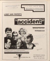 8m272 ACCIDENT pressbook '67 directed by Joseph Losey, written by Harold Pinter, Dirk Bogarde