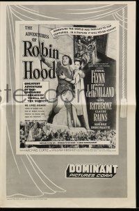 8m275 ADVENTURES OF ROBIN HOOD pressbook R56 Errol Flynn, Olivia De Havilland, adventure classic!
