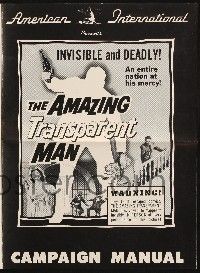8m284 AMAZING TRANSPARENT MAN pressbook '59 Edgar Ulmer, cool fx art of invisible & deadly convict!