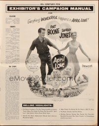 8m289 APRIL LOVE pressbook '57 full-length romantic Pat Boone & sexy Shirley Jones!