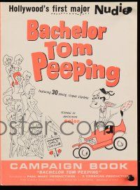 8m291 BACHELOR TOM PEEPING pressbook '64 featuring 30 young, risque starlets, Hollywood nudie!