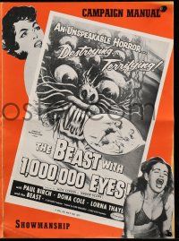 8m301 BEAST WITH 1,000,000 EYES pressbook '55 art of monster attacking sexy girl by Albert Kallis!