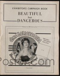 8m304 BEAUTIFUL BUT DANGEROUS pressbook '57 sexy Gina Lollobrigida was never more exciting!