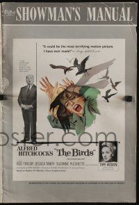 8m312 BIRDS pressbook '63 Alfred Hitchcock, Tippi Hedren, classic art of attacking avians!