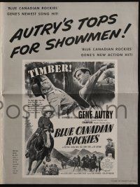 8m324 BLUE CANADIAN ROCKIES pressbook '52 Gene Autry & Champion chop down lumberjack hijackers!
