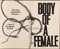8m325 BODY OF A FEMALE pressbook '64 a story of the whip and the flesh, abnormal sexual behavior!