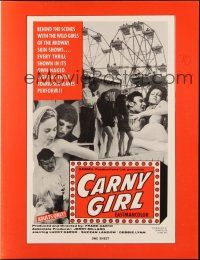 8m352 CARNY GIRL pressbook '70 behind the scenes with wild girls of the midway skin shows!