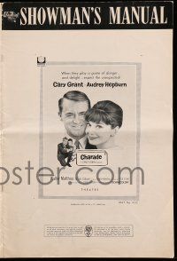 8m358 CHARADE pressbook '63 art of tough Cary Grant & sexy Audrey Hepburn, expect the unexpected!