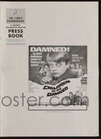 8m361 CHILDREN OF THE DAMNED pressbook '64 beware the creepy kid's eyes that paralyze!