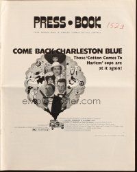 8m370 COME BACK CHARLESTON BLUE pressbook '72 Godfrey Cambridge, cool blaxploitation art!