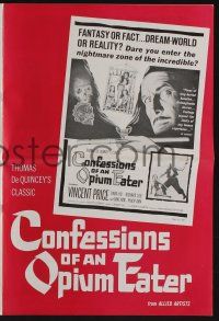 8m372 CONFESSIONS OF AN OPIUM EATER pressbook '62 Vincent Price, cool artwork of drugs & caged girls