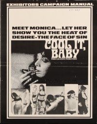 8m378 COOL IT BABY pressbook '67 cool images of sexy smoking Beverly Baum in title role!