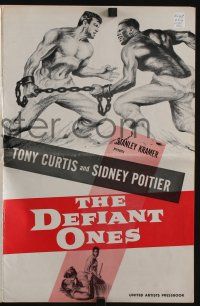 8m400 DEFIANT ONES pressbook '58 art of escaped cons Tony Curtis & Sidney Poitier chained together!