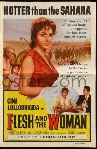 8m440 FLESH & THE WOMAN pressbook '58 sexy Gina Lollobrigida is hotter than the Sahara!