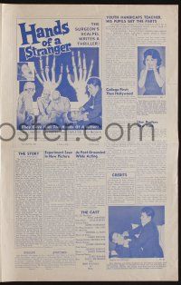 8m485 HANDS OF A STRANGER pressbook '62 cool hand transplant surgery & X-ray image!