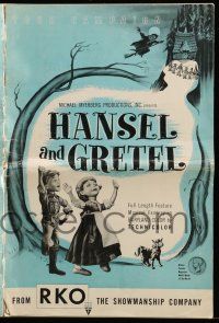 8m487 HANSEL & GRETEL pressbook '54 classic fantasy tale acted out by cool Kinemin puppets!