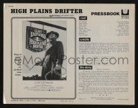 8m498 HIGH PLAINS DRIFTER pressbook '73 classic art of Clint Eastwood holding gun & whip!